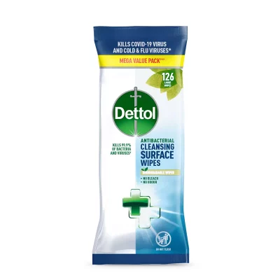 Dettol Biodegradable Antibacterial Wipes, 126 Large Wipes