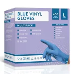 Jena Blue Vinyl Gloves, 400 Gloves, Large