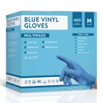 Jena Blue Vinyl Gloves, 400 gloves, Medium
